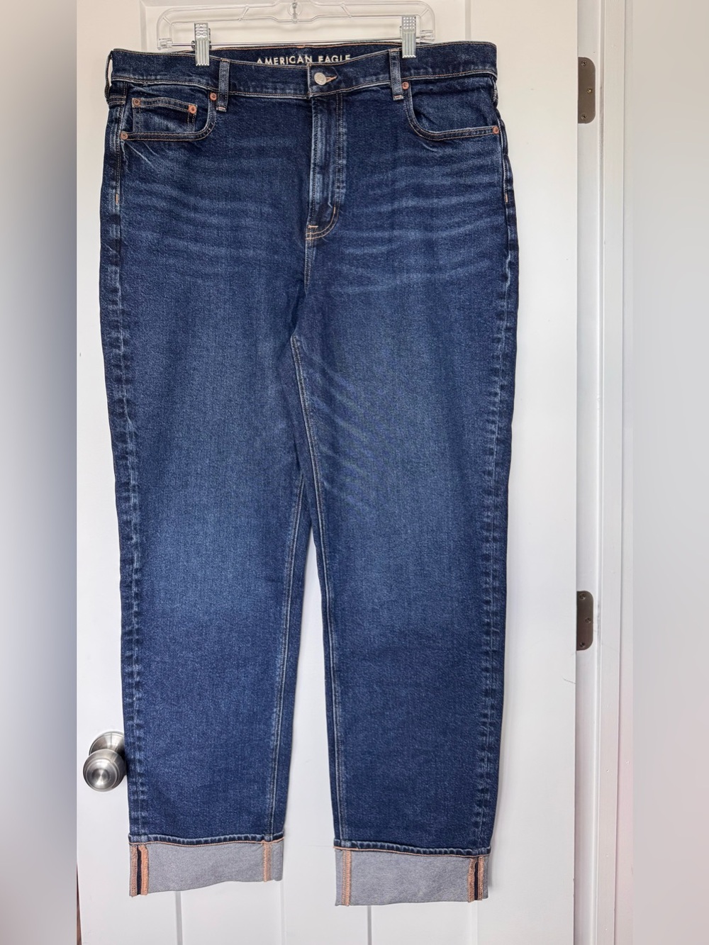 American Eagle Outfitters Dark Blue Straight-Leg Jeans-Size 16 Tall